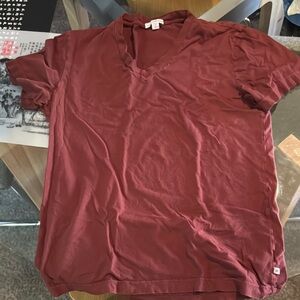 James Perse Red Short Sleeve Tee Soft Cotton Crew Neck